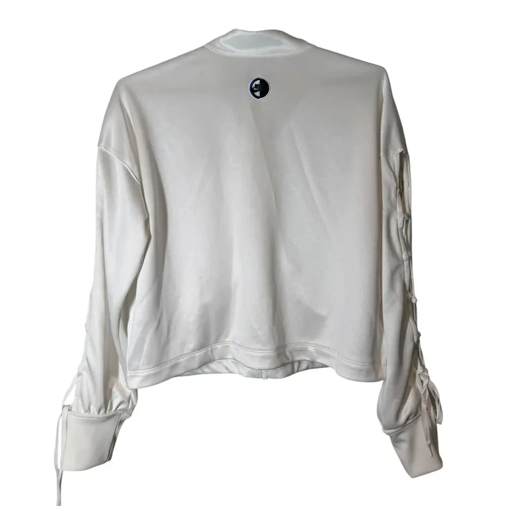 Nike Sportswear Cropped Casual‎ Stand Collar Track Jacket White Medium